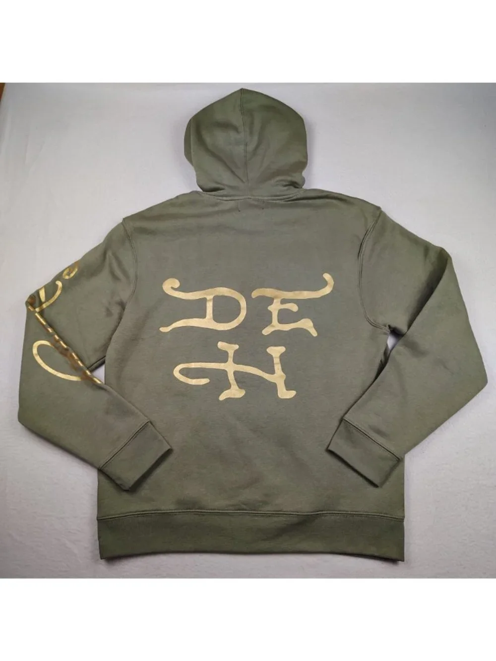 NEW Ed Hardy Death Before Dishonor Hoodie Mens M Olive Green Tattoo Skull - Picture 3 of 12